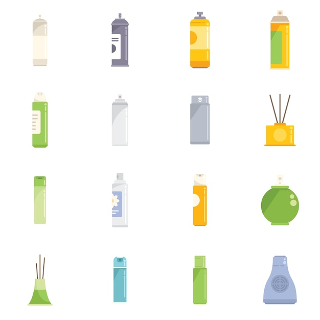 Air freshener icons set flat vector Auto breathe