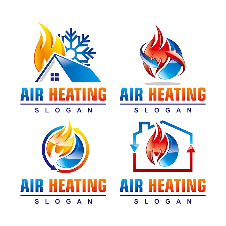 Vector air heating service logo template set