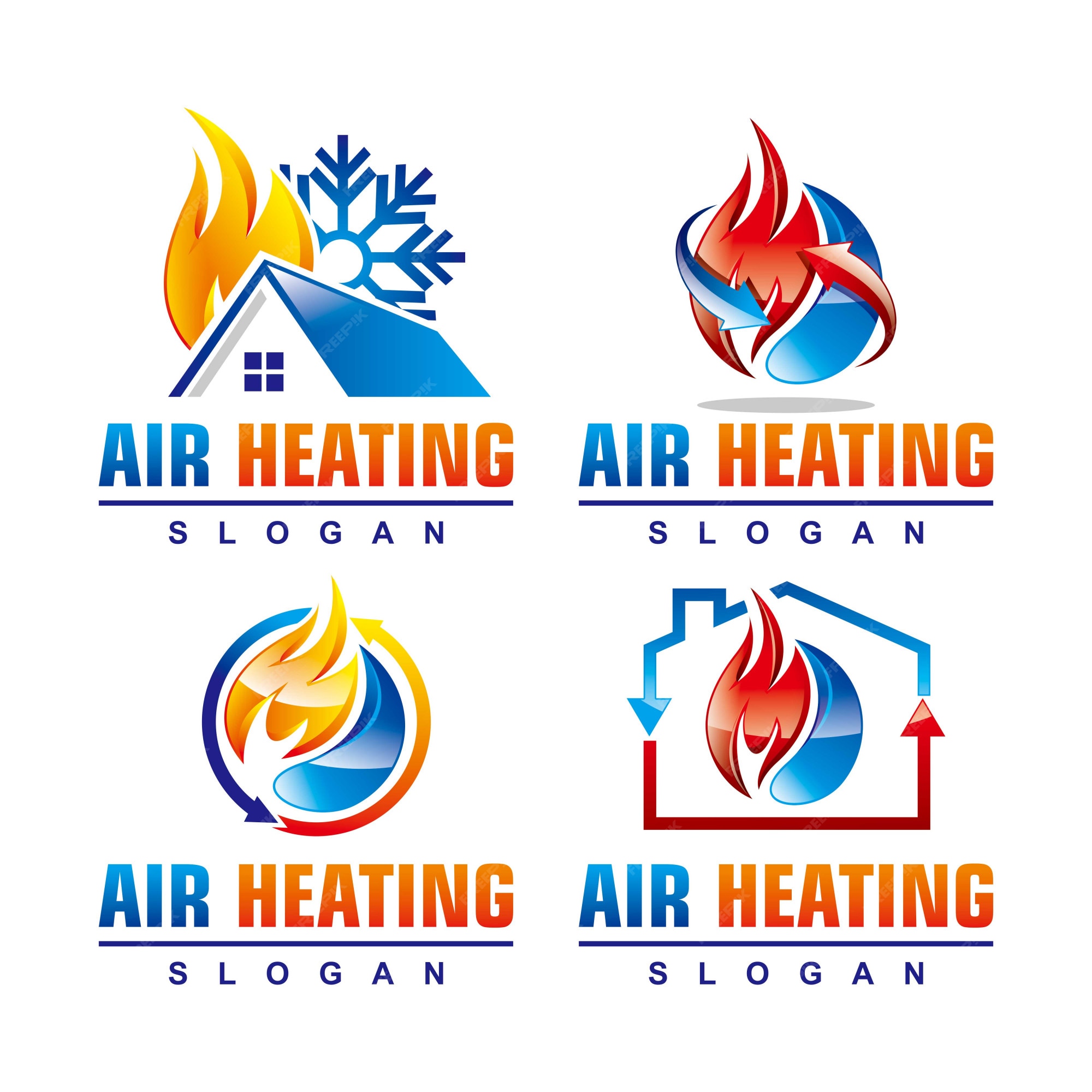 Premium Vector Air heating service logo template set
