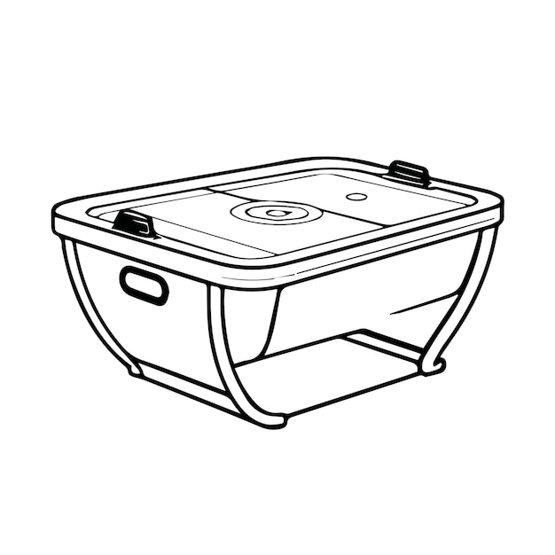 air hockey black outline vector design illustration for story book