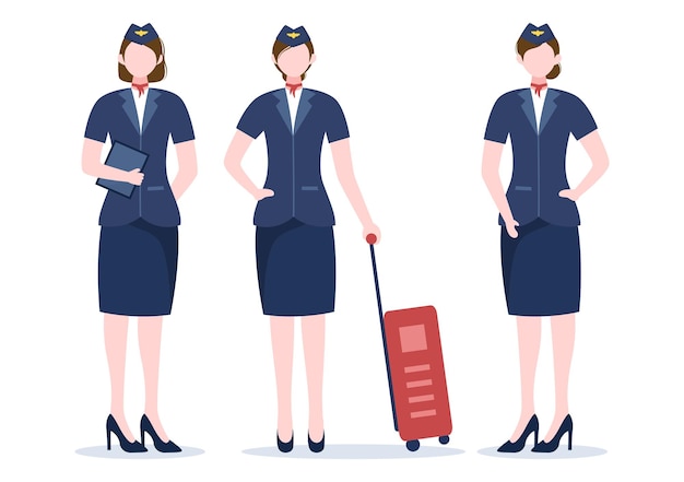 Vector air hostess cartoon illustration