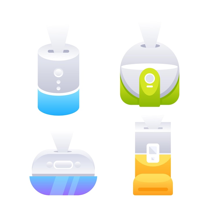 Vector air humidifier set household appliances for the home mist generator