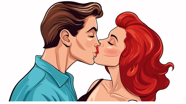 Вектор ретро-векторная иллюстрация air kiss pop art