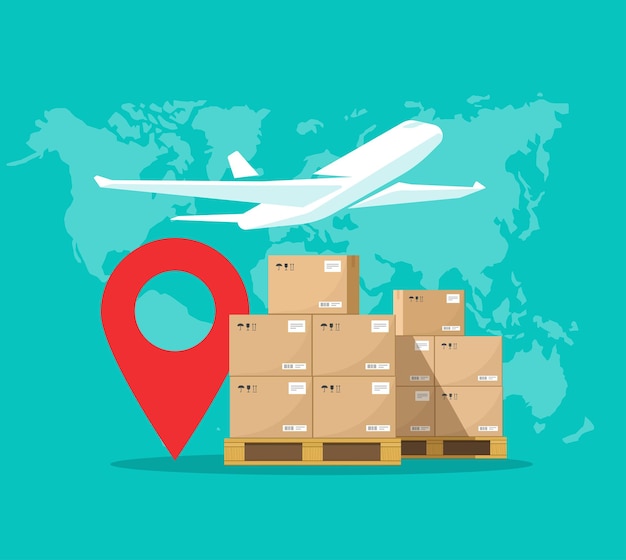 Air logistics cargo delivery global mail by plane or aircraft freight airmail parcels courier