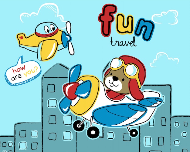 Air plane cartoon with cute pilot