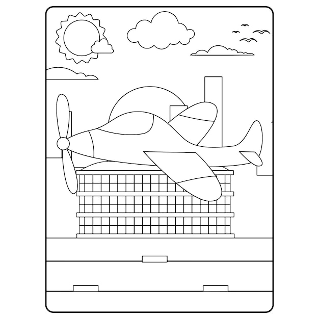 Air Plane Coloring Pages For Kids Premium Vector