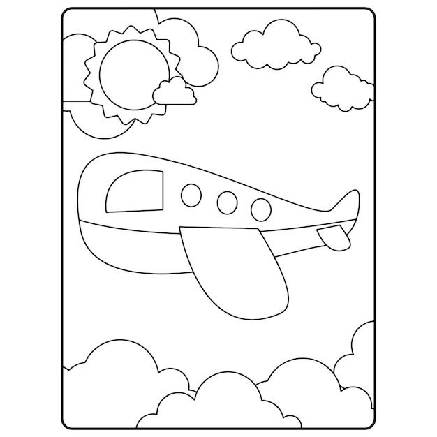 Disegni da colorare di aeroplani per bambini vettore premium