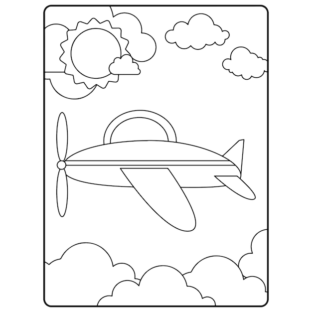 Vettore disegni da colorare di aeroplani per bambini vettore premium