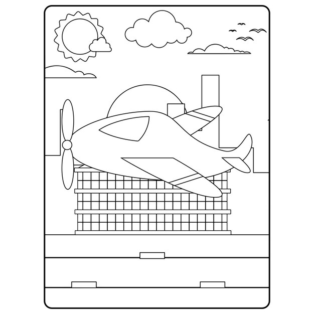 Air Plane Coloring Pages For Kids Premium Vector