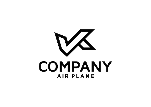 Air plane logo with letter k initial symbol