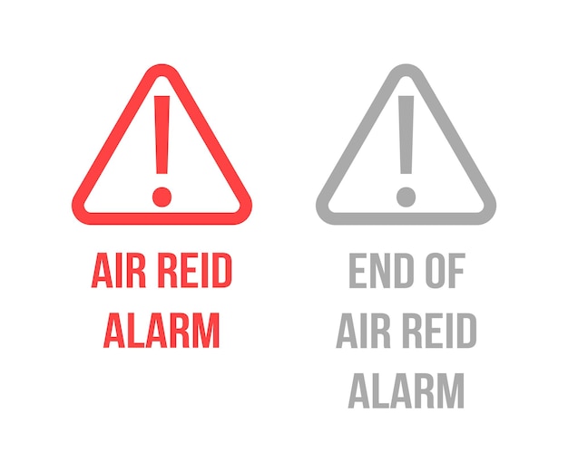 Air raid alert notification icon app Warning siren alarm symbol Exclamation mark danger signal