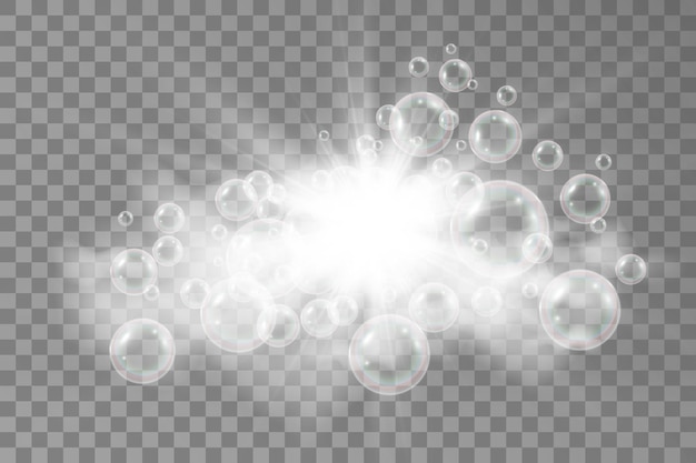 Vector air soap bubbles on a transparent background .vector illustration of bulbs.