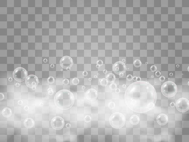 Vector air soap bubbles on a transparent background .vector illustration of bulbs.