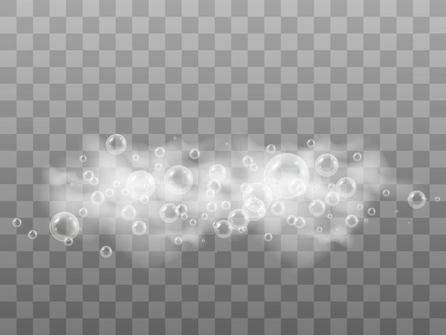 Air soap bubbles on a transparent background .Vector illustration of bulbs.