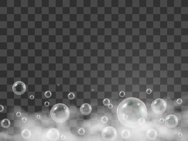 Air soap bubbles on a transparent background .Vector illustration of bulbs.