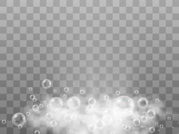 Air soap bubbles on a transparent background .Vector illustration of bulbs.