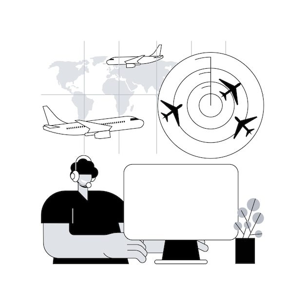 Air Traffic Control Abstract Concept Vector Illustration