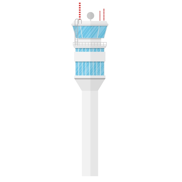 Air traffic controller tower isolated in minimal design