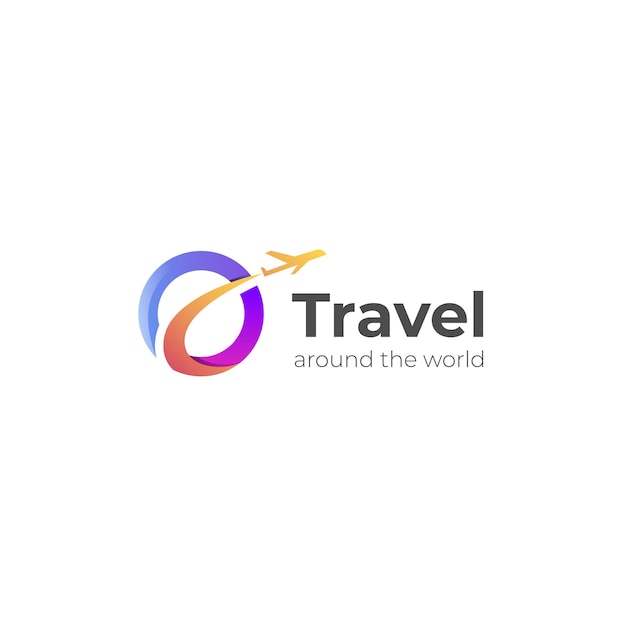 Дизайн логотипа авиаперевозок с элементом самолета для логотипа транспортной логистики туристического агентства