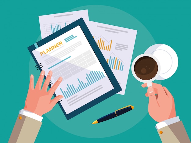 Air view business hands, работающие в офисе