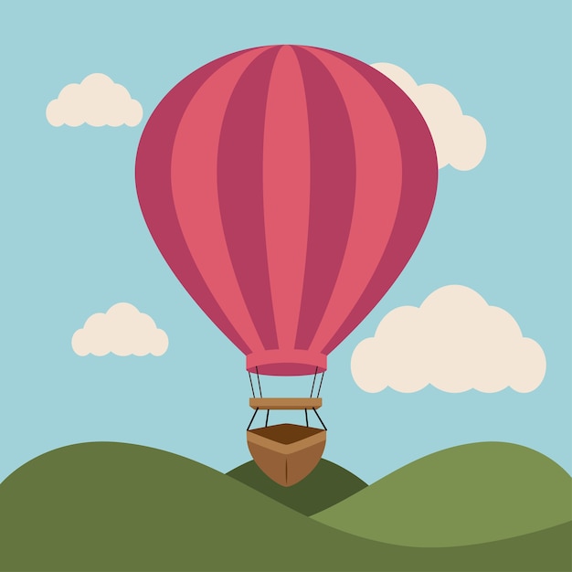 Vector airballoonontwerp over landschaps backgroundvector illustratie