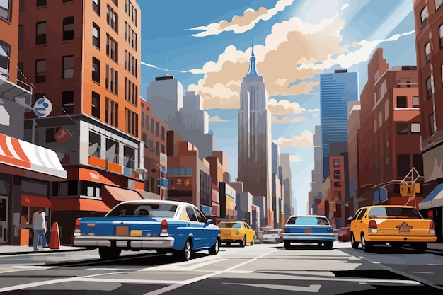 Vector airbrush-stijl schilderij van new york illustratie