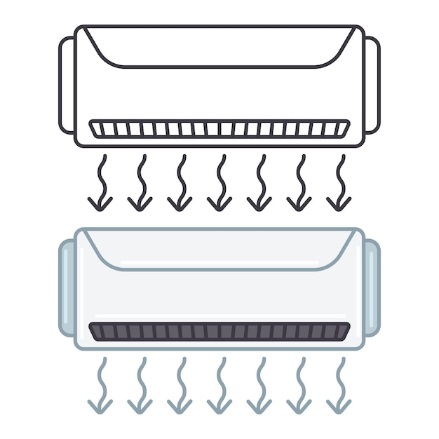 Airconditioner vector iconen set geïsoleerd op een transparante achtergrond