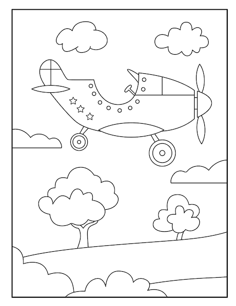 Vector aircraft coloring page for kids