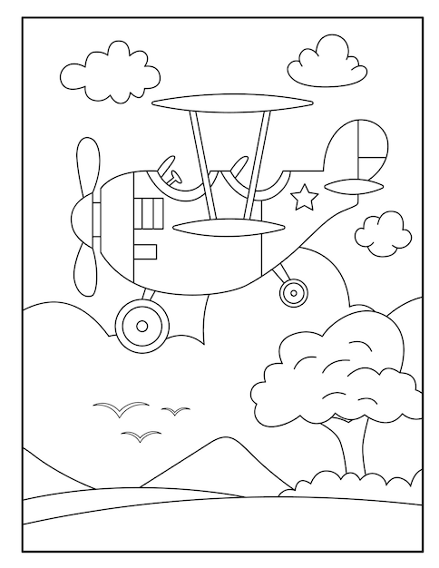 Aircraft coloring page for kids