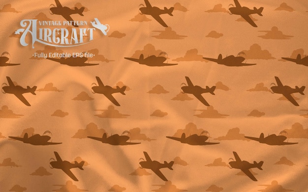 Aircraft Fighter Vintage Siluet Pattern Brown Background