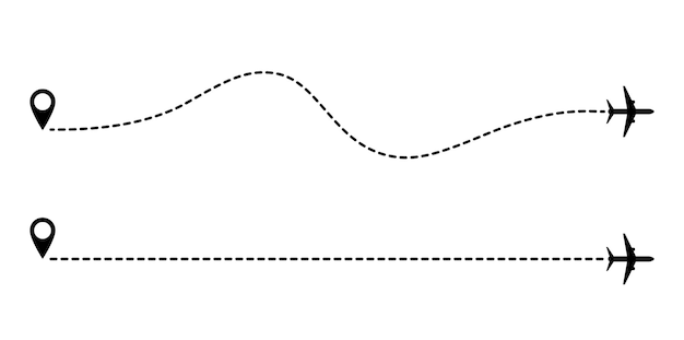 Vector aircraft route dotted lines. tourism and travel. tourist route by plane. tracks traveler dotted lines.