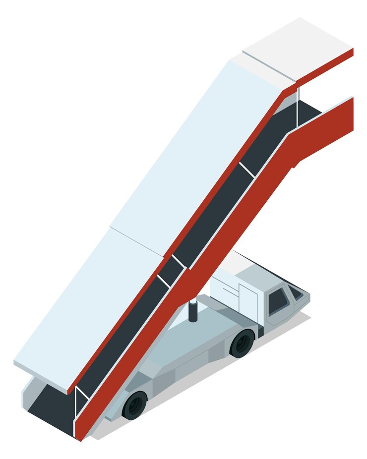 Vector aircraft steps icon isometric jet stairs vehicle