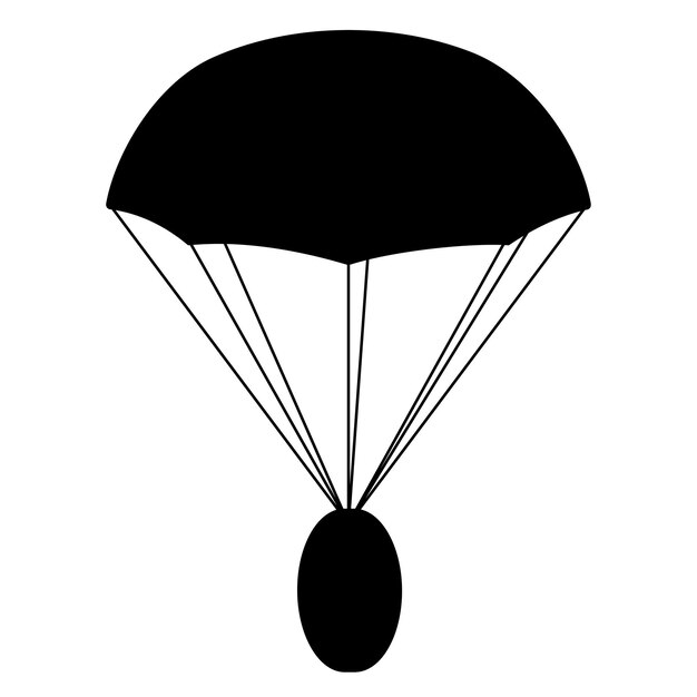 Airdrop concept parachute with coin silhouette icon isolated on white Blank gray coin