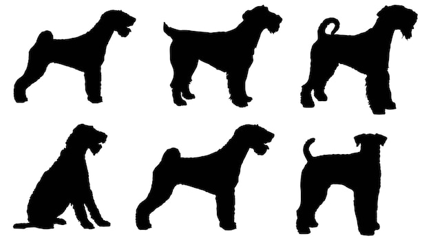 Airedale terrier dog silhouette pack