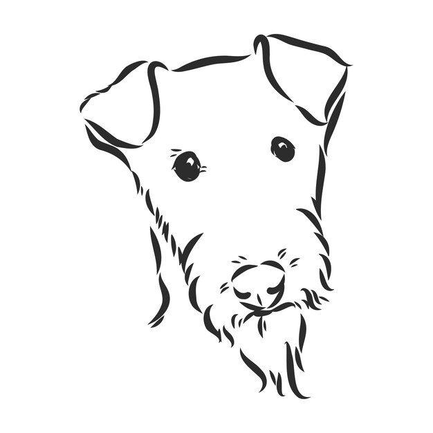 Airedale Terriër hond. hand getekend. vector illustratie