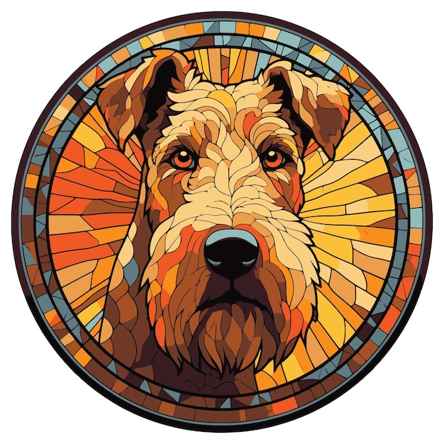 Vector airedale terriër hondenras aquarel gebrandschilderd glas kleurrijk schilderij vector grafische illustratie