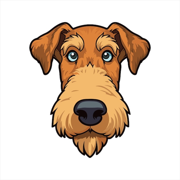 Vector airedale terrier hondenras leuke cartoon kawaii karakter dier huisdier geïsoleerde sticker illustratie