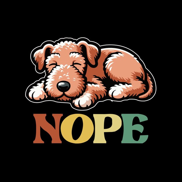 Vector airedale terrier nope typografie t-shirt ontwerp illustratie vector