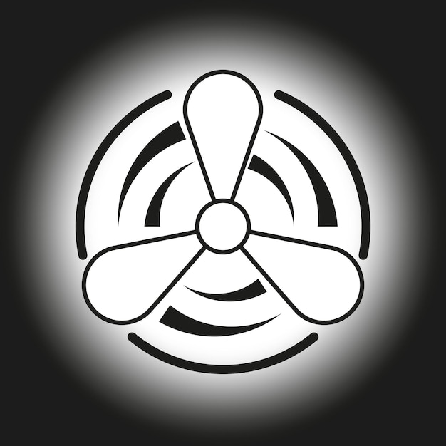 Airflow fan icon with motion effect Ventilation and cooling symbol Wind propeller rotation Vector