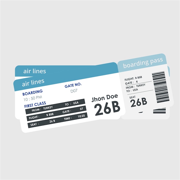 Airline boarding pass ticket Concept sjabloon voor reizen zakenreis of reis