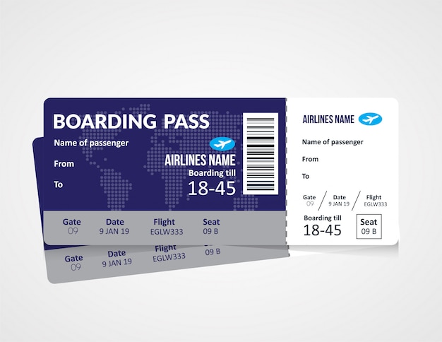 Vector airline boarding pass ticket template