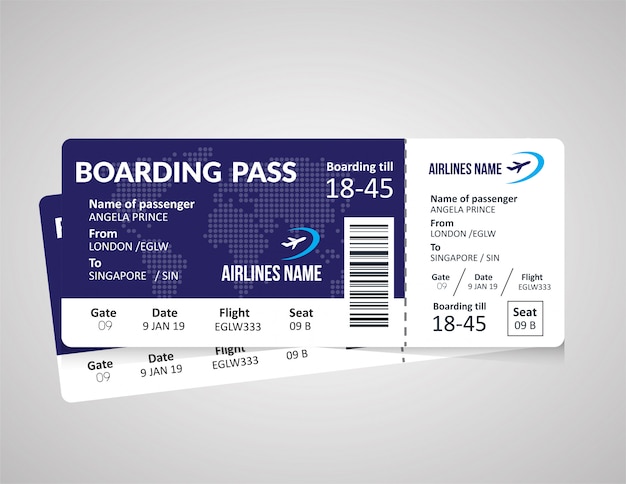 Airline boarding pass ticket template