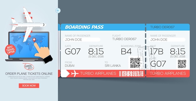 Airline boarding pass tickets booking tickets online