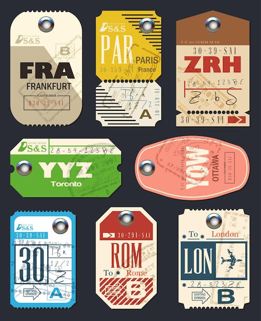 Airline tags collection. Checklist for Travelers.