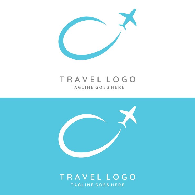 Vector airline ticket agency logo template designvacationtraveling in summer isolated on backgroundlogo for businessbrandagency and travel