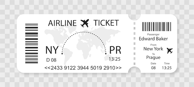 Airline ticket or coupon for flight fly travel