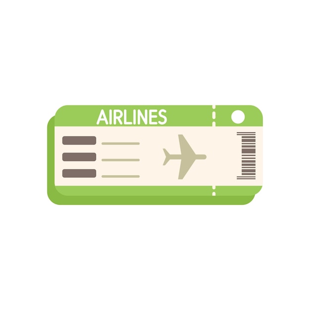 Airline ticket icon flat vector Pass plane Air flight isolated