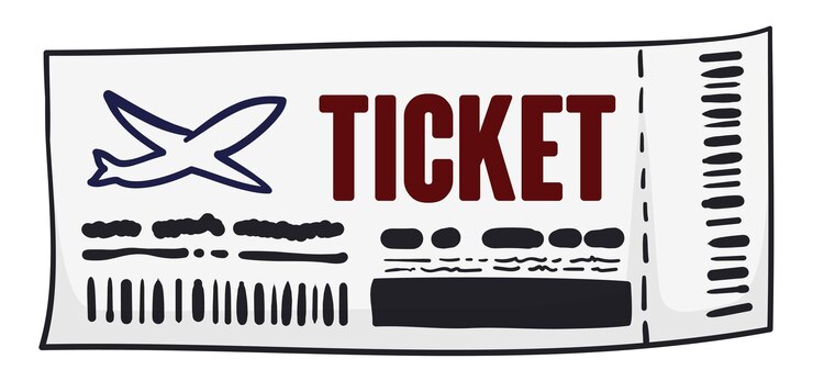 Vector airline ticket ready to travel in cartoon style