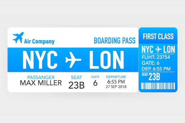 Vector airline tickets or boarding pass inside of special service envelope.