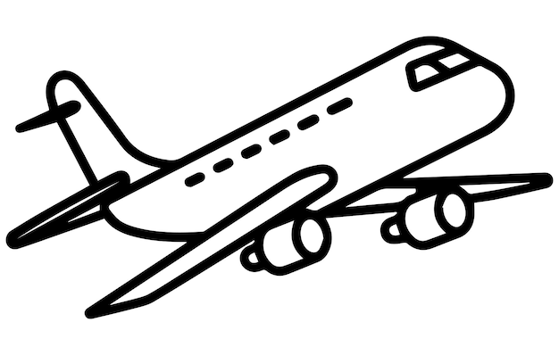 Airliner Editable outline sketch of airplane Stock vector illustration